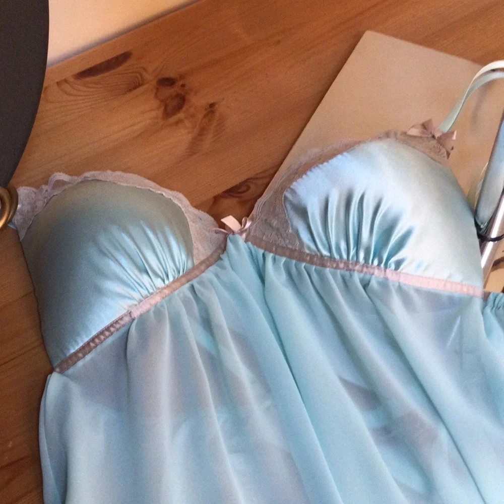 Host Pic💕💕Gorgeous Sheer Intimate Sz M  Light Blue  with Lace Trim. - Picture 6 of 8